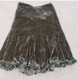 Odille Velvet A-Line Skirt in Dark Green Whimsy Goth